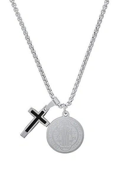 Hmy Jewelry Cross & Coin Pendant Necklace In Multi