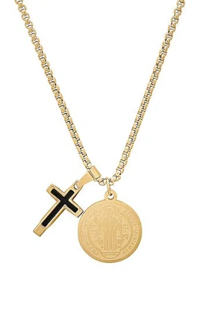 Hmy Jewelry Cross & Coin Pendant Necklace In Multi