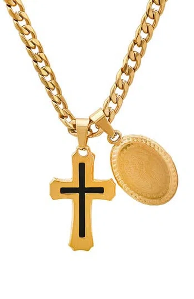 Hmy Jewelry Cross Pendant Necklace In Gold/black