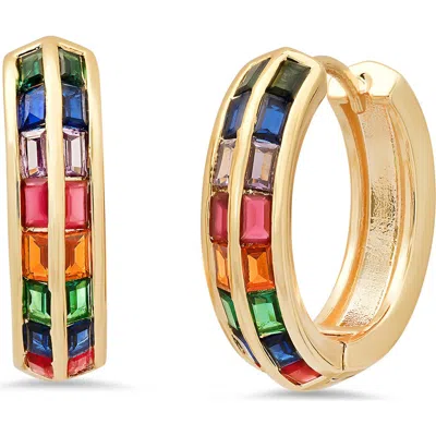 Hmy Jewelry Crystal Hoop Earrings In Gold