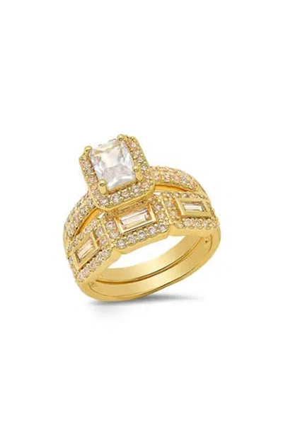 Hmy Jewelry Cushion Cut Simulated Diamond Stacked Pavé Ring In Gold