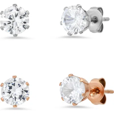 Hmy Jewelry Diamond Stud Earrings In Metallic/rose