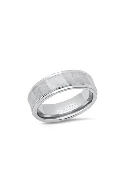 Hmy Jewelry Faceted Brushed Band Ring In White