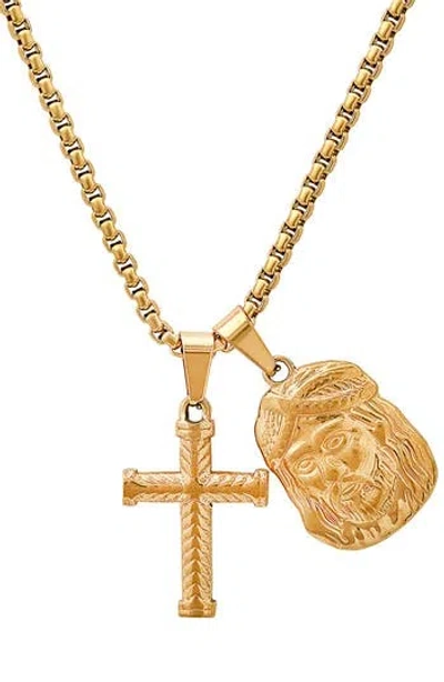 Hmy Jewelry Faith Cross Pendant Necklace In Gold