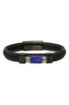 Hmy Jewelry Hematite & Black Agate Leather Bracelet