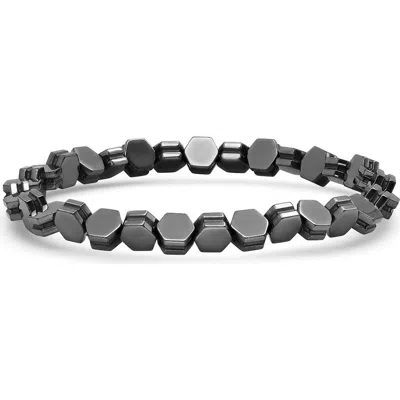 Hmy Jewelry Hexagon Hematite Beaded Stretch Bracelet In Gray