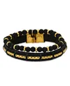 Hmy Jewelry Hickey By Hickey Freeman Genuine Leather Bracelet, 2 Piece Set In Gold