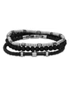 Hmy Jewelry Hickey By Hickey Freeman Genuine Leather Skinny With Stainless Steel Hematite Bracelet, 3 Piece Set In Multi