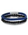 Hmy Jewelry Hickey By Hickey Freeman Roll-braided Genuine Leather Bracelet, 3 Piece Set In Multi