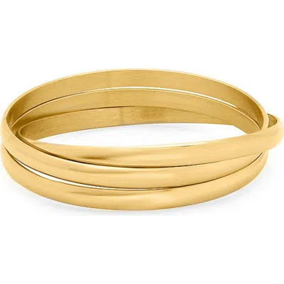 Hmy Jewelry Interlocking Bangle Set In Gold