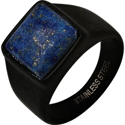 Hmy Jewelry Lapis Lazuli Signet Ring In Multi