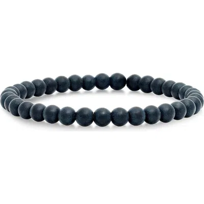 Hmy Jewelry Lava Bead Stretch Bracelet In Black