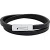 Hmy Jewelry Leather Wrap Bracelet In Silver/black