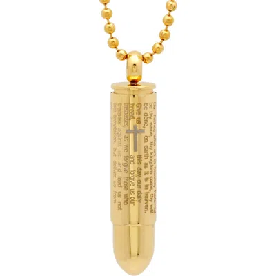 Hmy Jewelry Lord's Prayer Bullet Pendant Necklace In Gold