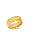 HMY JEWELRY HMY JEWELRY MENS' 18K GOLD PLATE STAINLESS STEEL ETCHED BAND RING