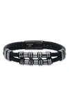 Hmy Jewelry Mens' Double-strand Bead & Braided Leather Bracelet In Black