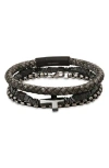 Hmy Jewelry Mens' Mixed Bracelets Set Of 3 In Black