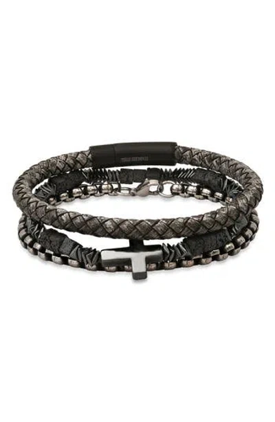 Hmy Jewelry Mens' Mixed Bracelets Set Of 3 In Black