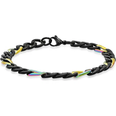 Hmy Jewelry Multi-tone Figaro Bracelet In Black/multi