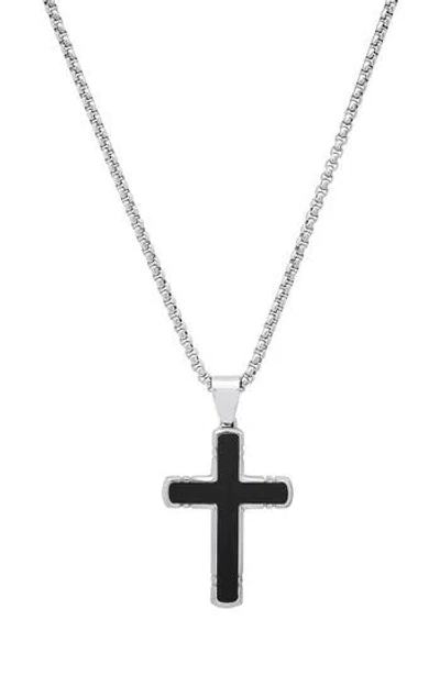 Hmy Jewelry Onyx Cross Pendant Necklace In Multi