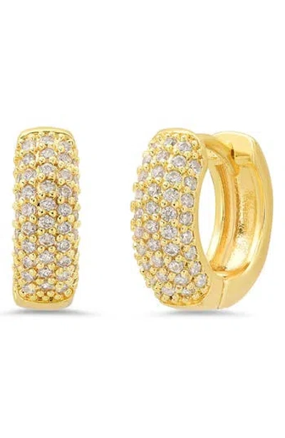 Hmy Jewelry Pavé Cubic Zirconia Hoop Earrings In Gold