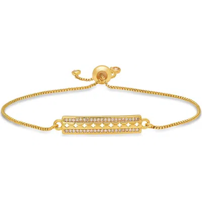 Hmy Jewelry Pavé Cz Bar Slide Bracelet In Gold
