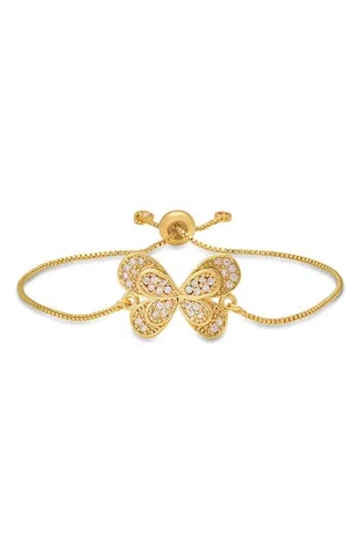 Hmy Jewelry Pavé Cz Butterfly Slide Bracelet In Pink
