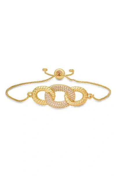 Hmy Jewelry Pavé Cz Interlock Slide Bracelet In Gold