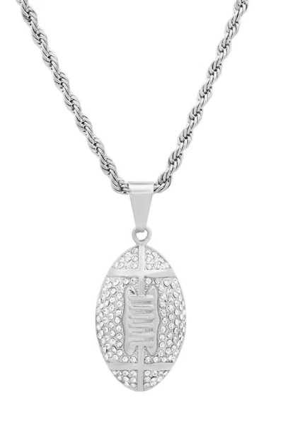 Hmy Jewelry Pavé Simulated Diamond Football Pendant Necklace In Metallic