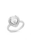 Hmy Jewelry Pear Simulated Diamond Pavé Ring In Metallic