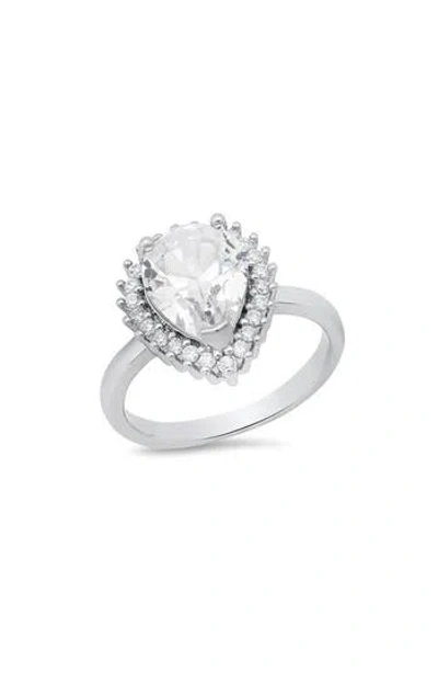 Hmy Jewelry Pear Simulated Diamond Pavé Ring In Metallic