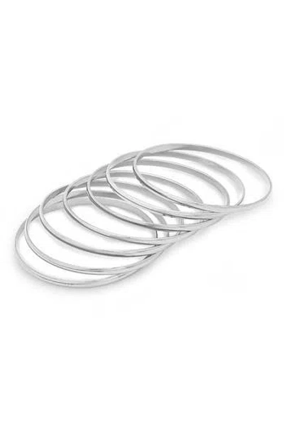Hmy Jewelry Polished Bangle Bracelet Set In White