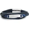 Hmy Jewelry Prayer Layered Braided Leather Bracelet In Black/navy