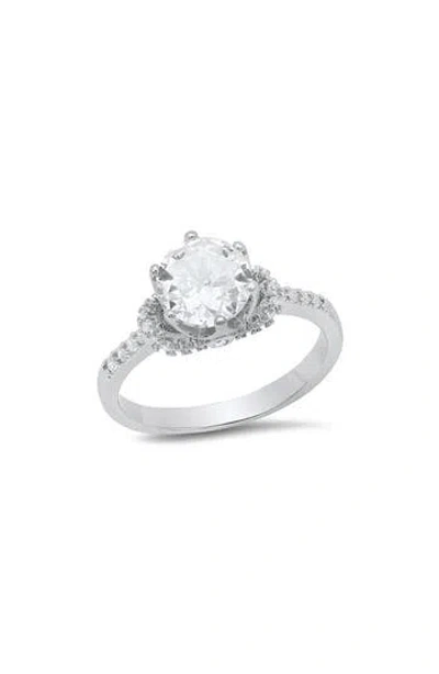 Hmy Jewelry Round Cut Simulated Diamond Pavé Ring In Silver