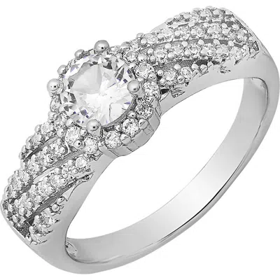 Hmy Jewelry Round Simulated Diamond Pavé Ring In White