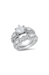 Hmy Jewelry Round Simulated Diamond Pavé Stacked Ring In Metallic