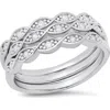 Hmy Jewelry Round Simulated Diamond Stacked Ring In Gray