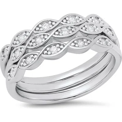 Hmy Jewelry Round Simulated Diamond Stacked Ring In Gray