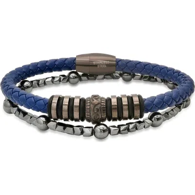 Hmy Jewelry Set Of 2 Assorted Howlite & Braided Leather Bracelets In Blue