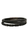 Hmy Jewelry Set Of 2 Bead & Leather Bracelets In Black