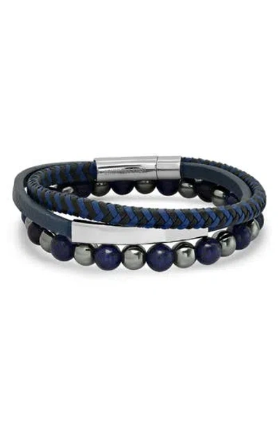 Hmy Jewelry Set Of 2 Bracelets In Silver/grey/blue