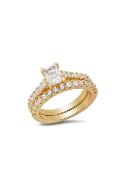 Hmy Jewelry Set Of 2 Simulated Diamond Rings In Gold