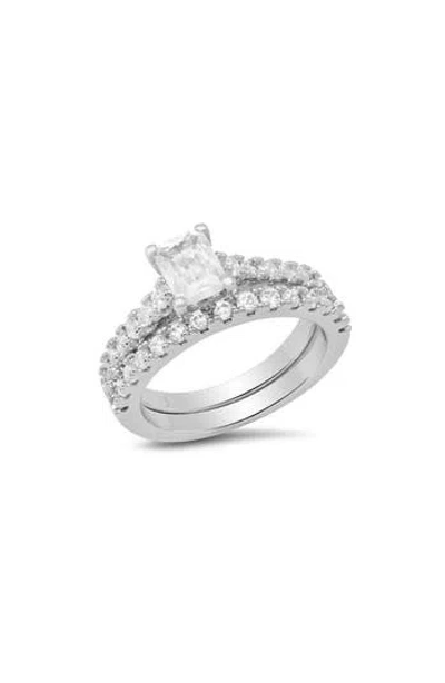 Hmy Jewelry Set Of 2 Simulated Diamond Rings In Silver