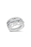 Hmy Jewelry Set Of 3 18k White Gold Plated Simulated Diamond Rings In Metallic