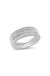 Hmy Jewelry Set Of 3 18k White Gold Plated Simulated Diamond Rings In Metallic