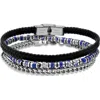 Hmy Jewelry Set Of 3 Assorted Lapis Lazuli, Chain & Leather Bracelets In Black