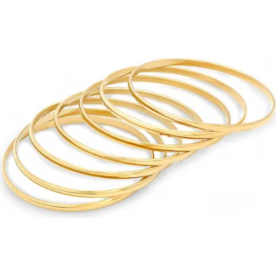 Hmy Jewelry Set Of 7 18k Gold Plated Bangle Bracelets