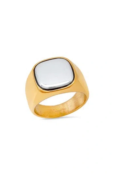 Hmy Jewelry Signet Ring In Silver/gold