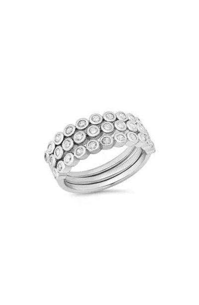 Hmy Jewelry Simulated Diamond Band Ring In Silver
