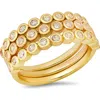 Hmy Jewelry Simulated Diamond Bezel Stacking Ring In Gold
